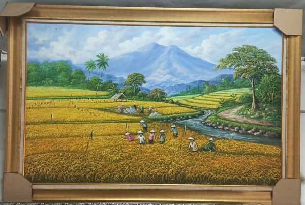 Lukisan "Panen Raya di Kaki Gunung" – Karya Pak Darwis Yogyakarta